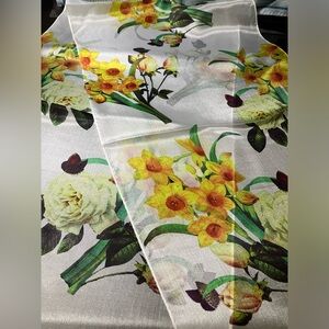 100% silk scarf floral white
